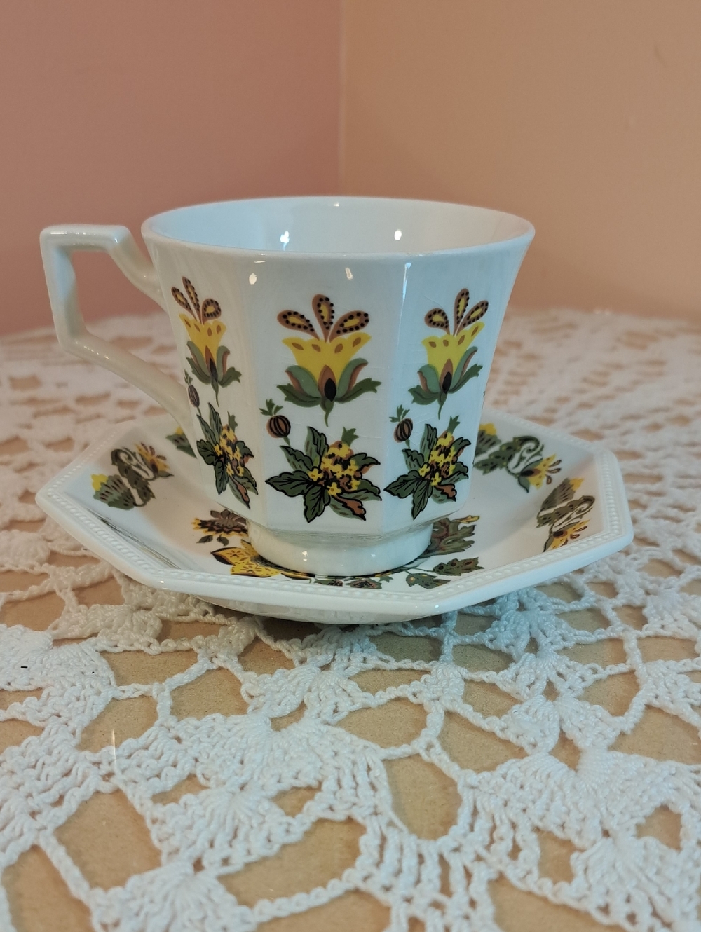Vintage Johnson Brothers  "Persian Garden"  Teacup and Saucer  (Multi)